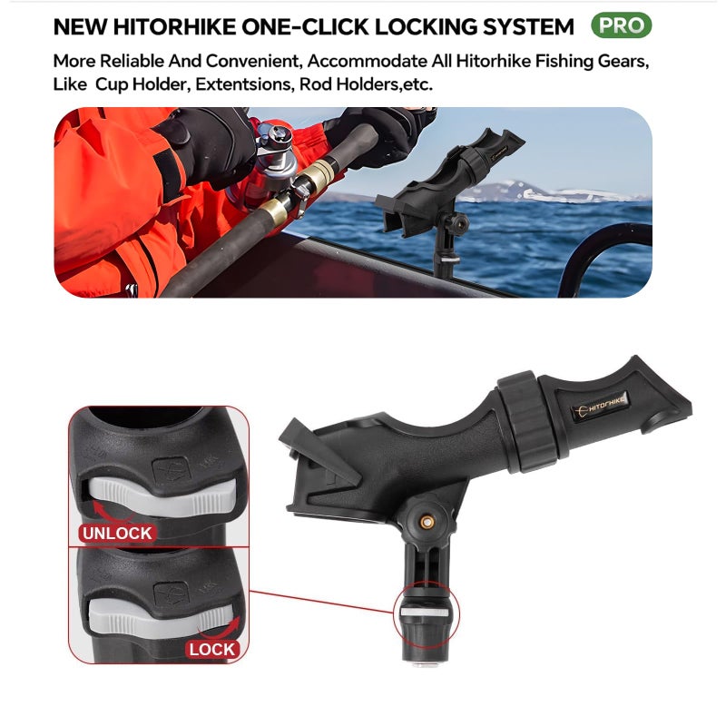 Hitorhike Fishing Rod Holder Universal Fit Kit with Mount Allows for 360-degree Adjustment Kayak Fishing Boat Rod Holder (Fishing Rold Holder x1+Mini Track Mount x1) - Image 4